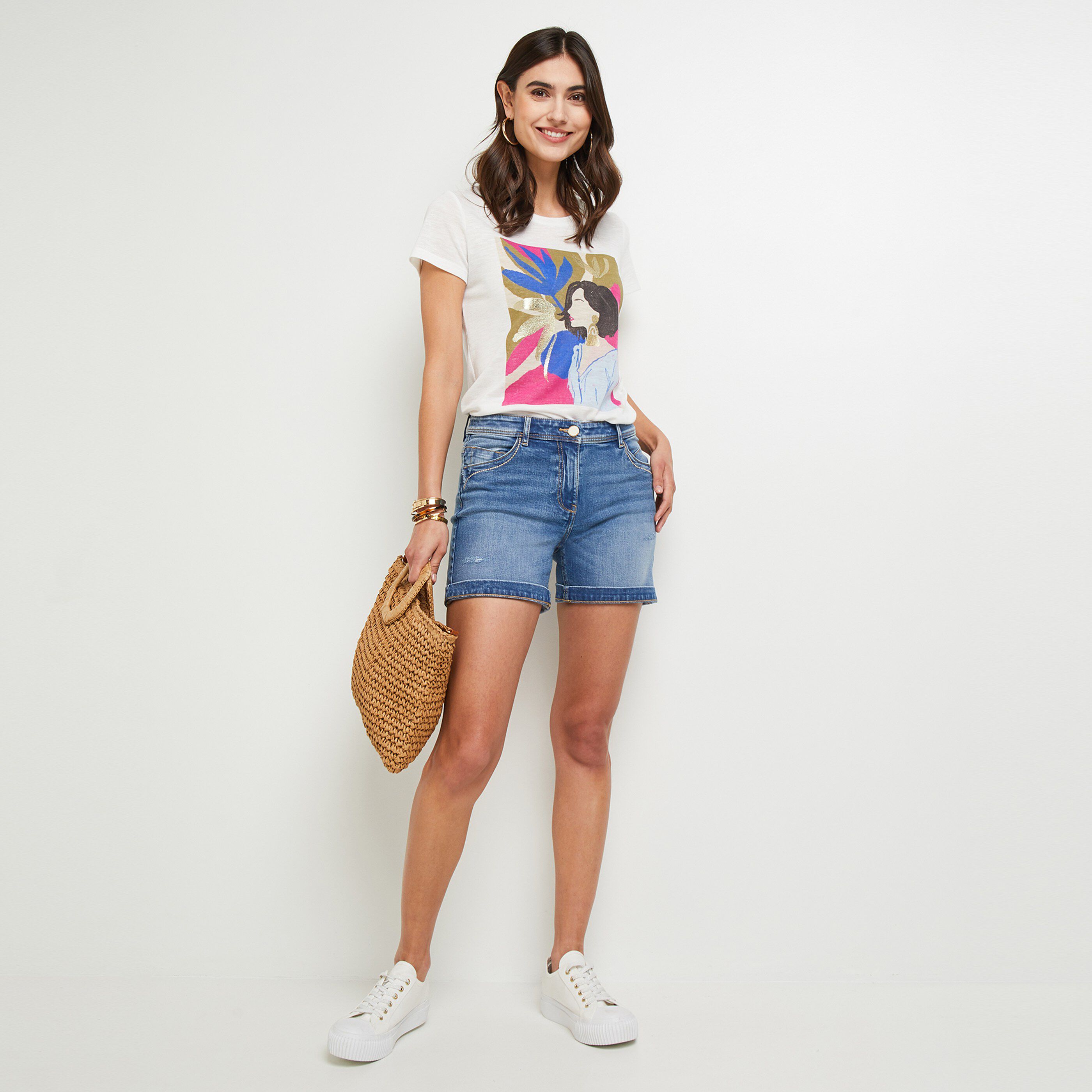 Tshirt imprimé femme - BLANC CASSE