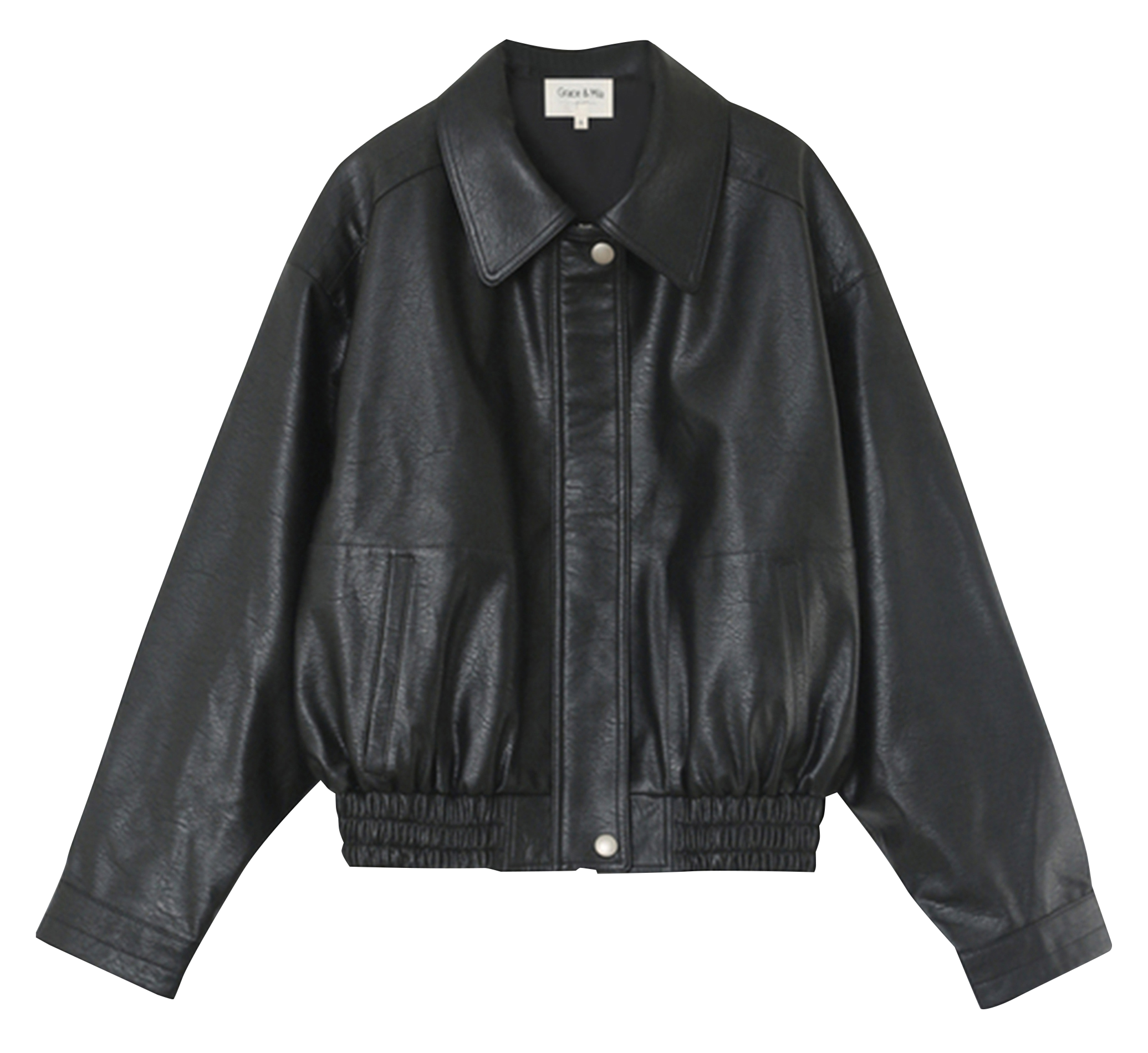 NELLY - Blouse bombardier ample effet cuir| Noir