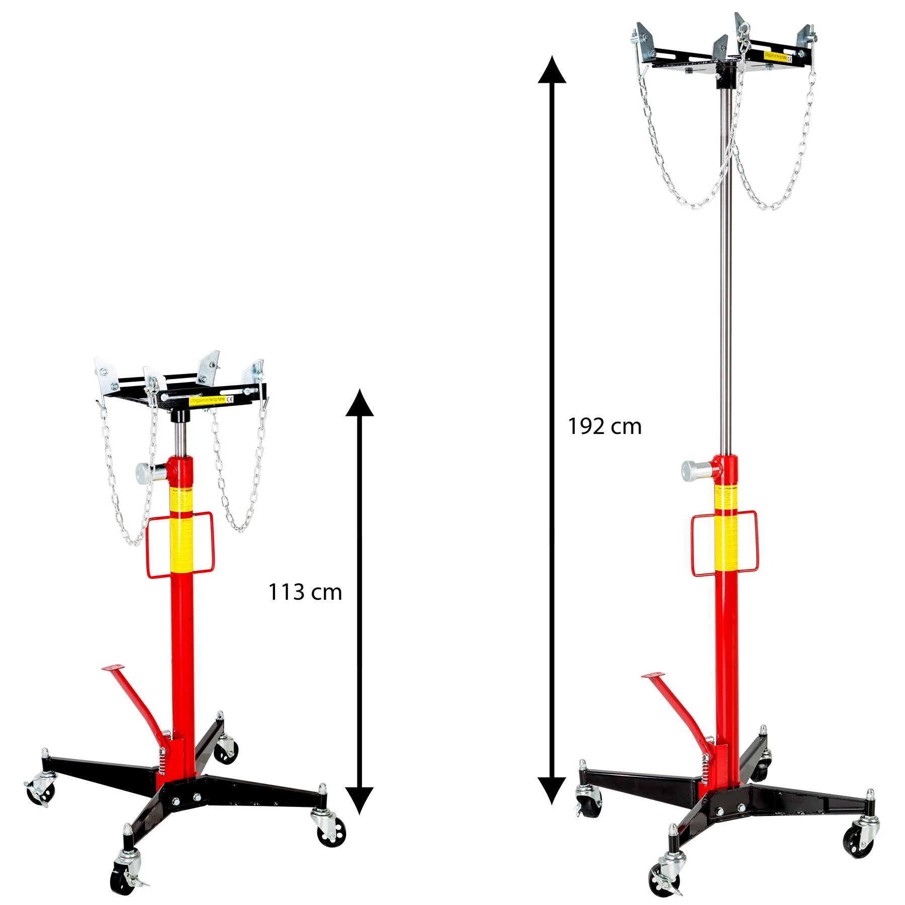 tectake® Getriebeheber, Belastbarkeit 500 kg, flexible Breiteneinstellung, Standfestes Fußkreuz mit 4 Lenkrollen