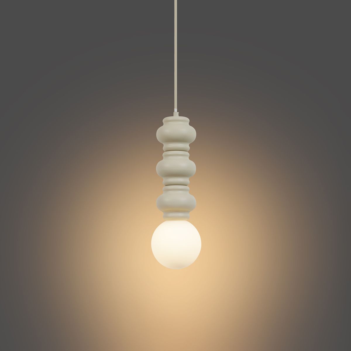 Retro hanglamp beige met mat glas - Fedde