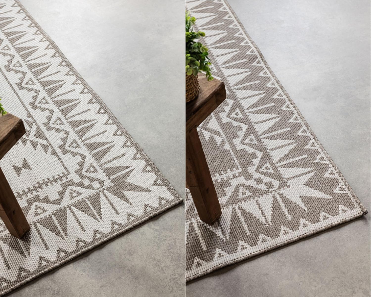 ELLE Decoration In und Outdoor Teppich – Wendeteppich Wetterfest & Wasserfest - Modernes Geometrisches Muster Rauten Muster Outdoorteppich für Garten, Balkon, Terrasse, Wohnzimmer – Linen, 200x290cm