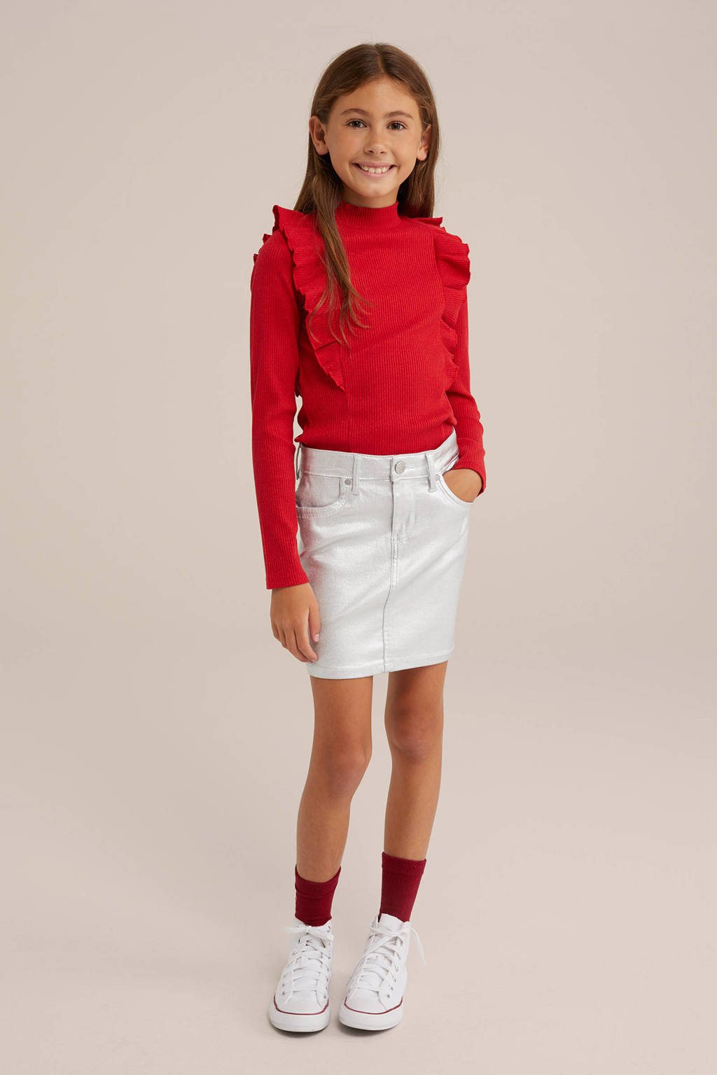 WE Fashion gebreide trui rood