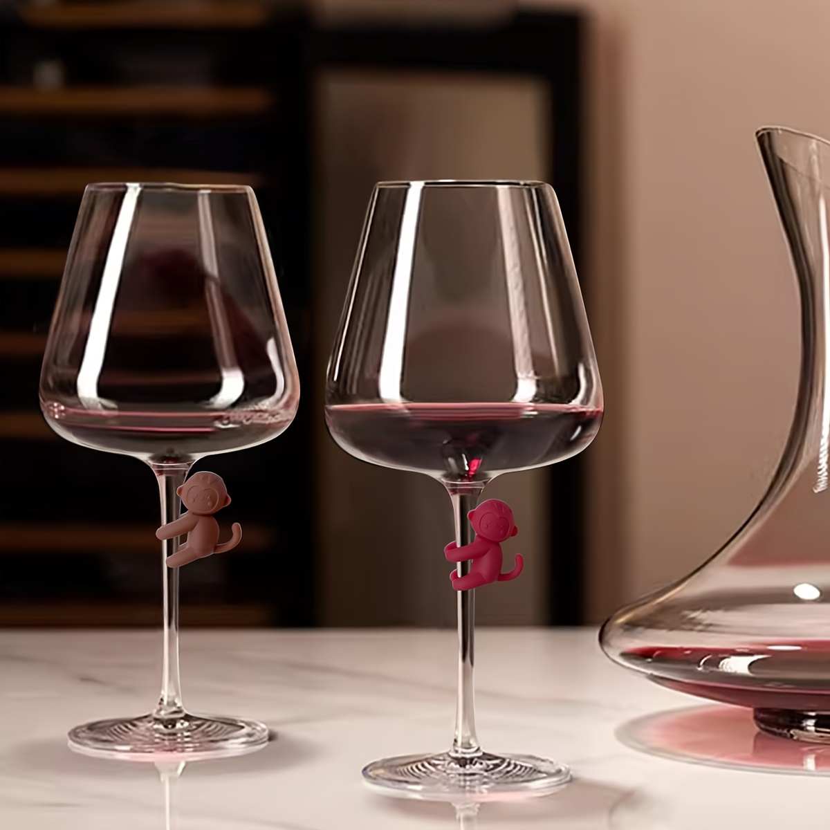 (12er Set) Silikon Glas Markierer Wiederverwendbare Trinkglas Markierung - Affe