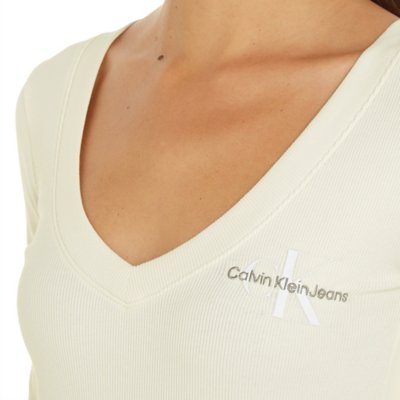 Tee-shirt à manches longues femme Rib Monologo CALVIN KLEIN