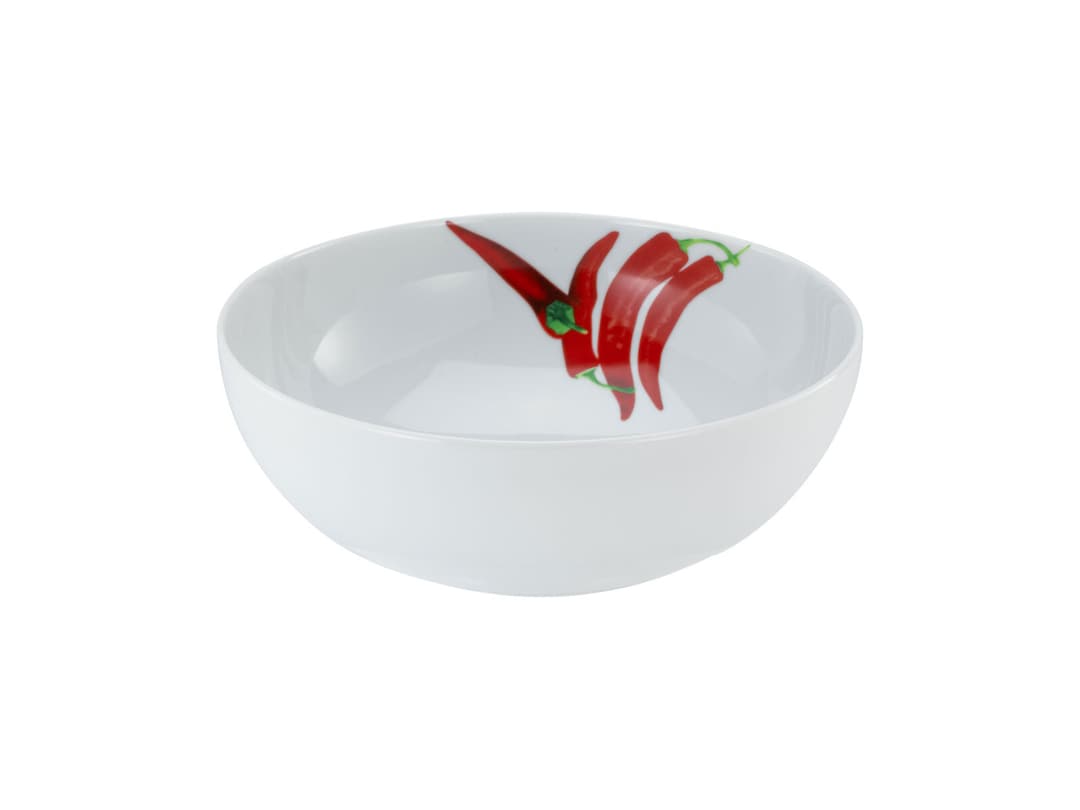 CreaTable Schale KRÄUTER CHILLI 25 cm Porzellan weiß
