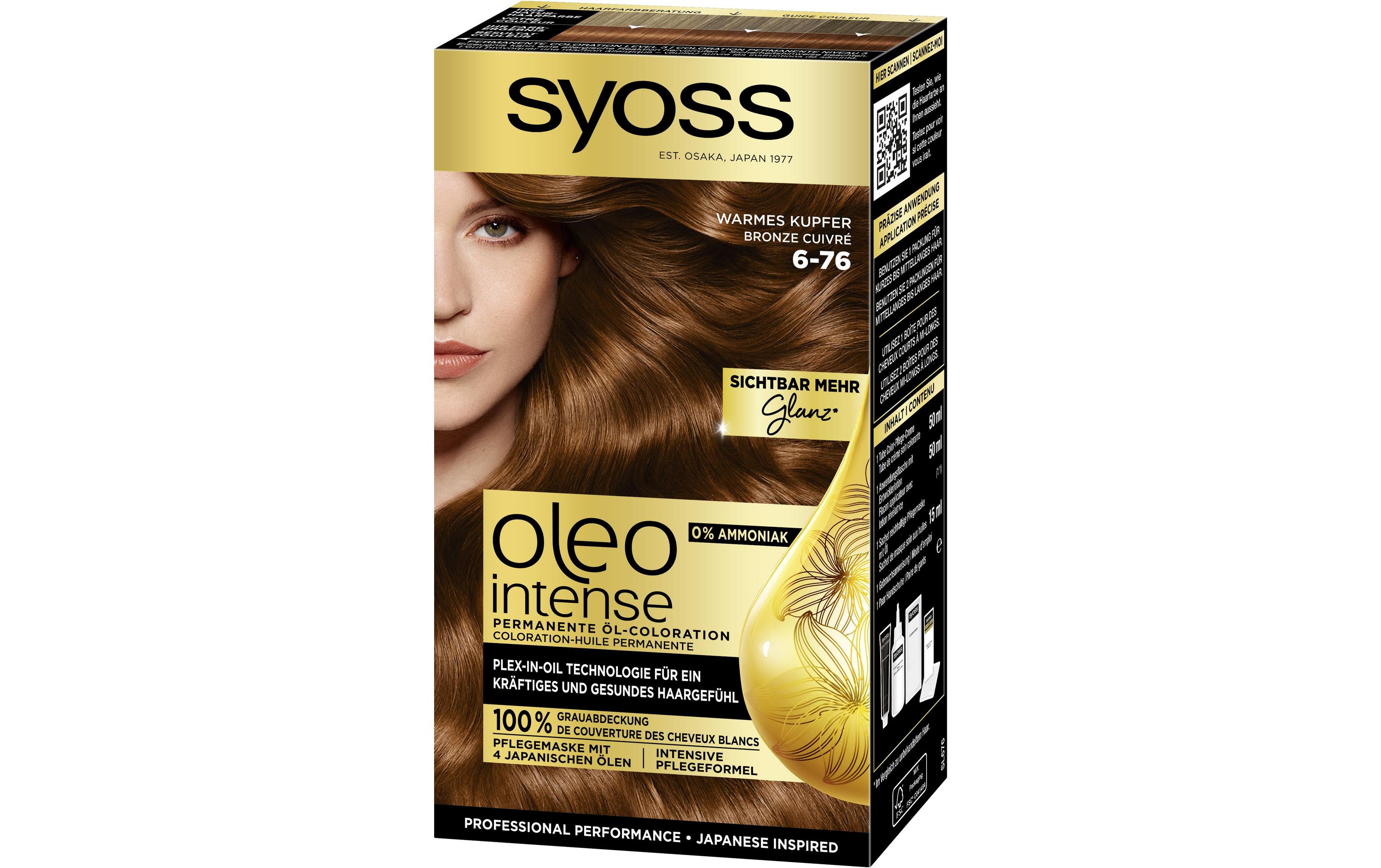 Haarcoloration Oleo Intense 6-76 Warmes KupferPermanente Haarfarbe für glänzendes, glattes und gesund aussehendes Haar