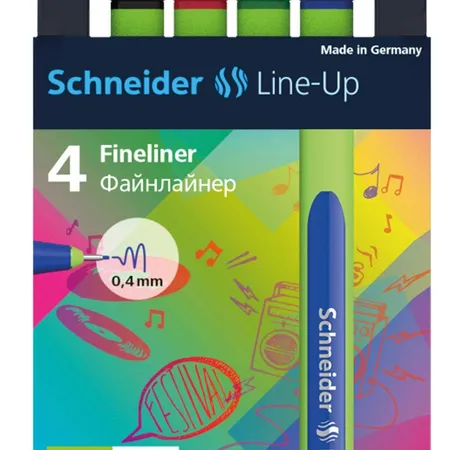 Schneider Fineliner Line-Up, 04 mm, Stiftebox 4 Stück