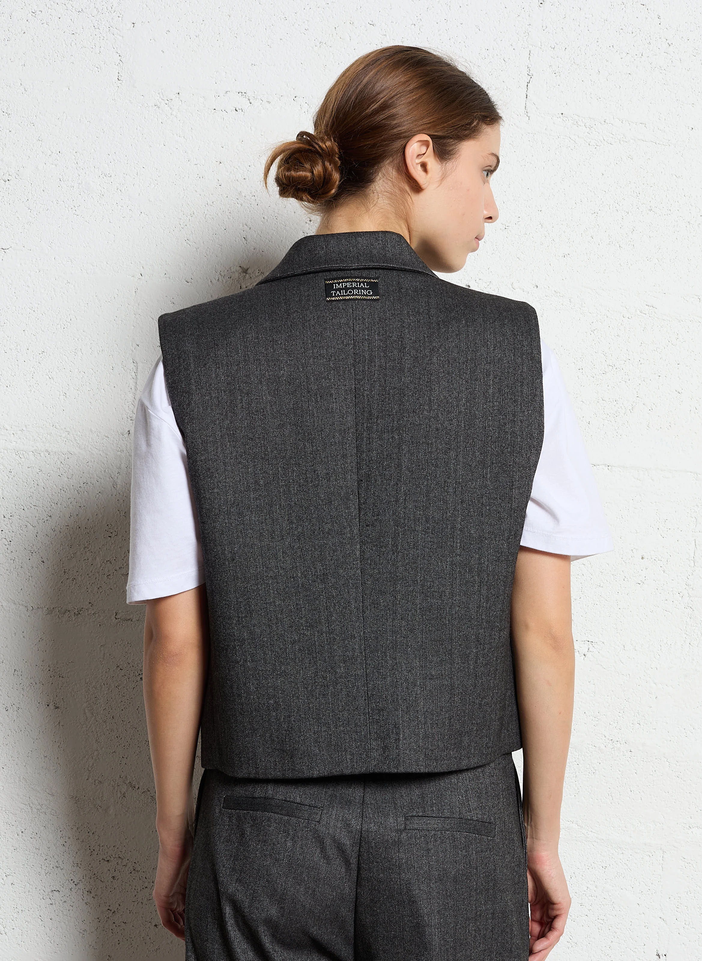 Gilet droit col tailleur | Gris