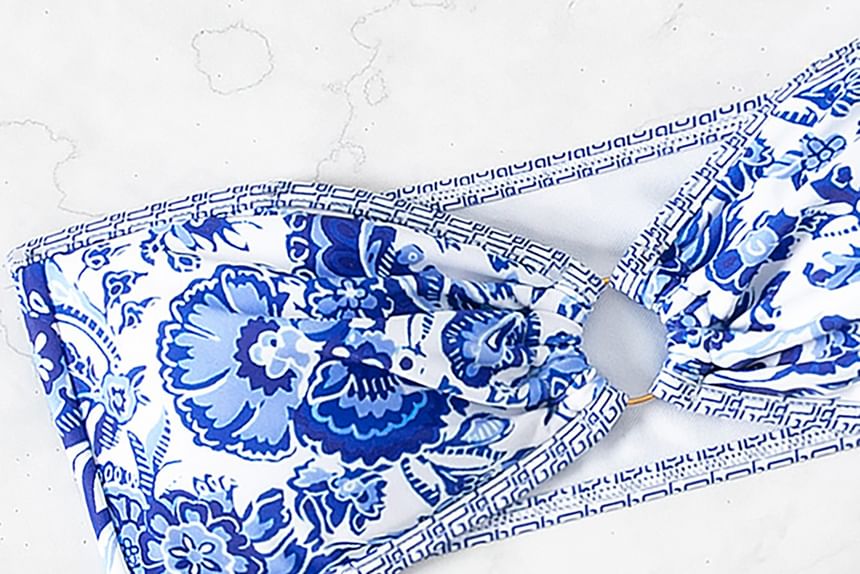 Serendo - Set: Bandeau bikinitop met bloemenprint + broekje