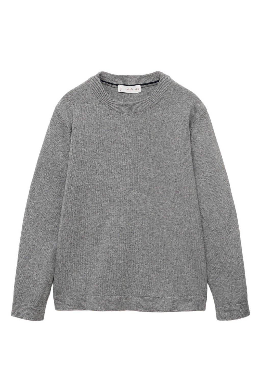 Mango Kids pullover grijs melange fijn gebreid