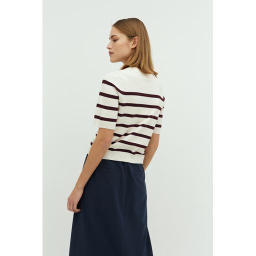 mbyM Carla-M Strikbluse, Sugar Wine Stripe, L