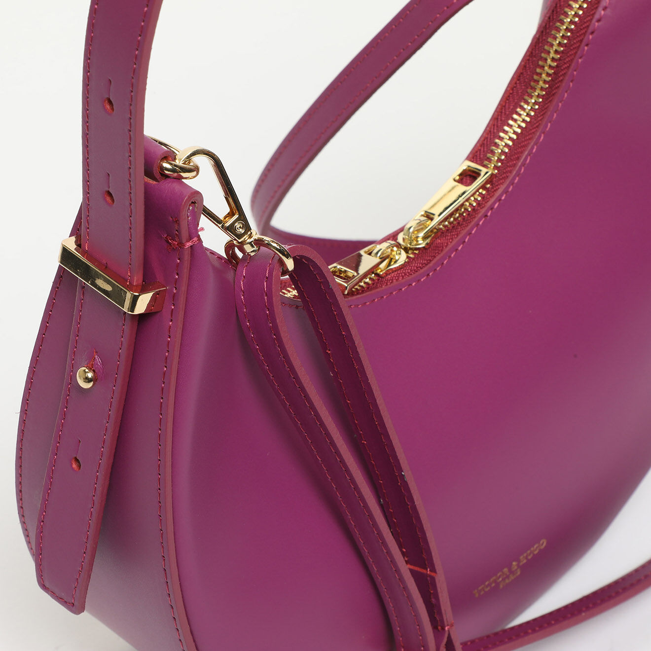 Victor & Hugo Sac porté épaule en Cuir Bruna fushia - 25x15x8.5 cm