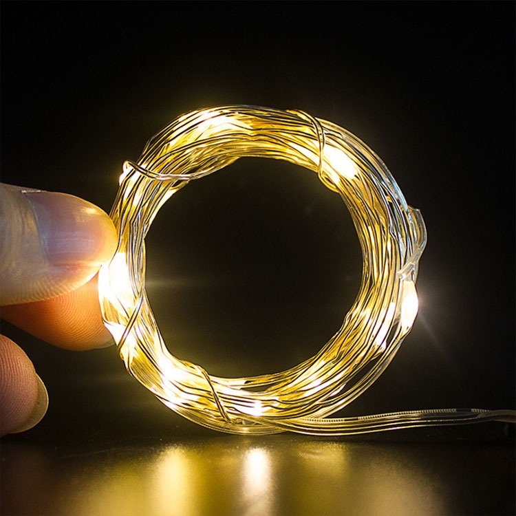 (2m) 20 LED's Deko Draht Lichterkette Outdoor Beleuchtung IP67 (inkl. CR2032 Batterien) - Warmweiss