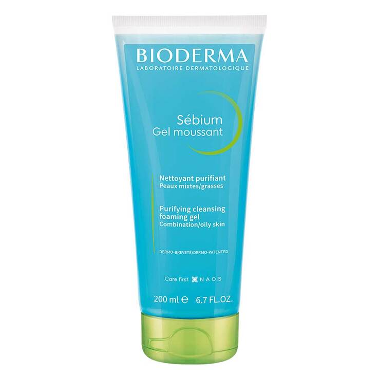 Bioderma Sebium Gel Moussant Reinigungsgel Tube für  unreine, ölige zu Akne neigende Haut, 200 ml