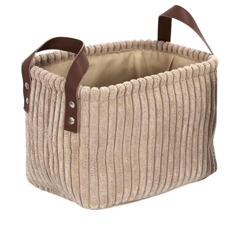 PANIER TAUPE VELOURS COTELE TAILLE S H.20CM