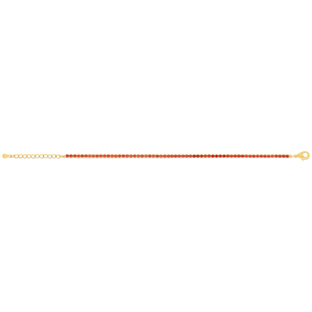 Bracelet acier doré zirconias rouges 19 cm