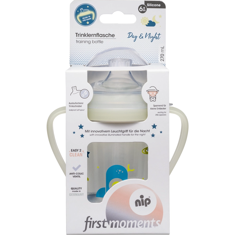 nip® Trinklernflasche first moments Day & Night 270 ml Rakete ab dem 6. Monat