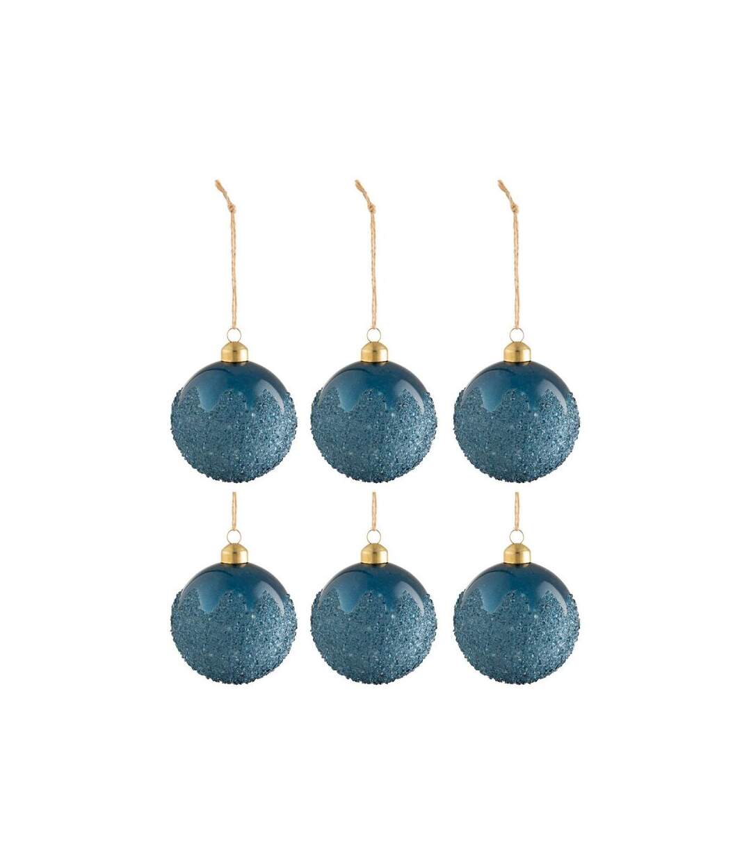 Paris Prix - Lot De 6 Boules De Noël givrées 8cm Bleu