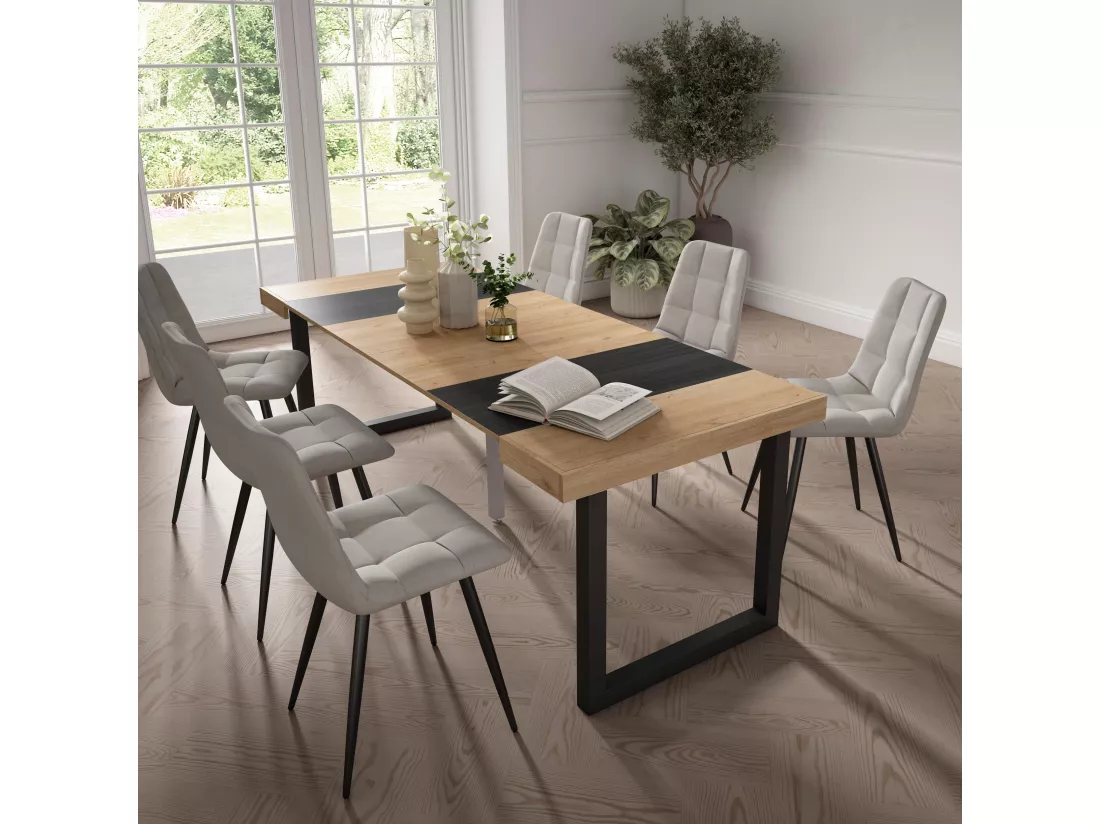 Table console extensible, 220, Pour 10 personnes, Pieds bois massif