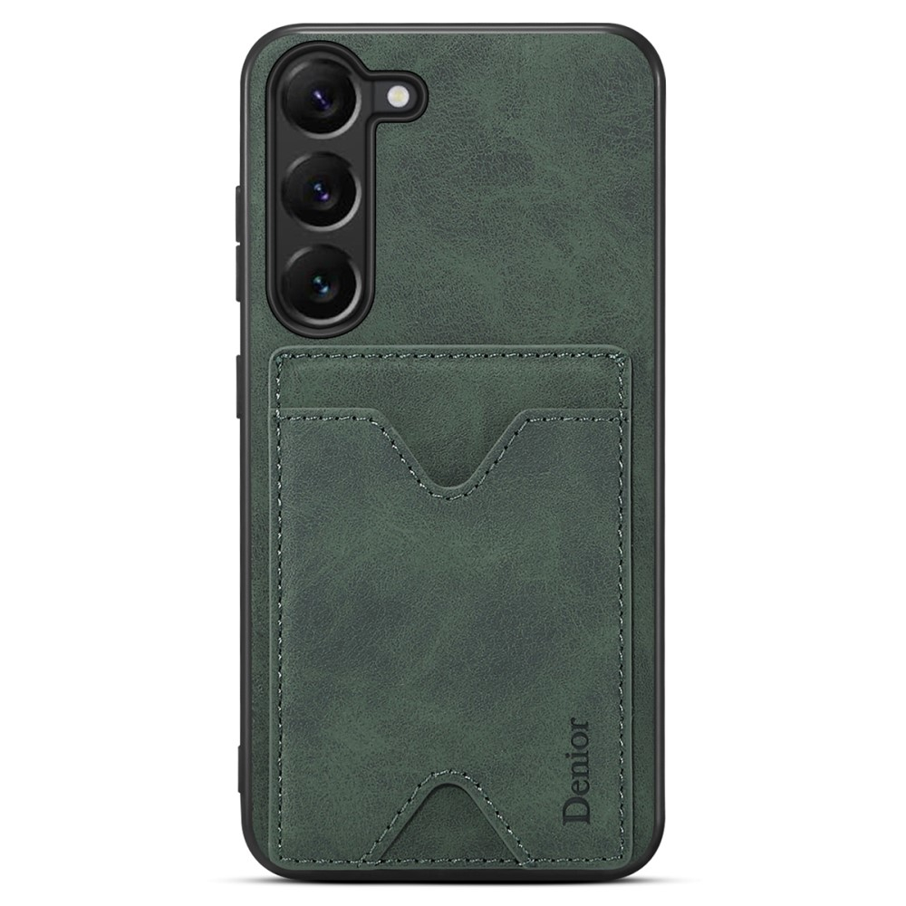 Samsung Galaxy S24 Hybrid Leder Hülle mit Magnetischem Kartenfach   Kickstand Aufsteller - Grün