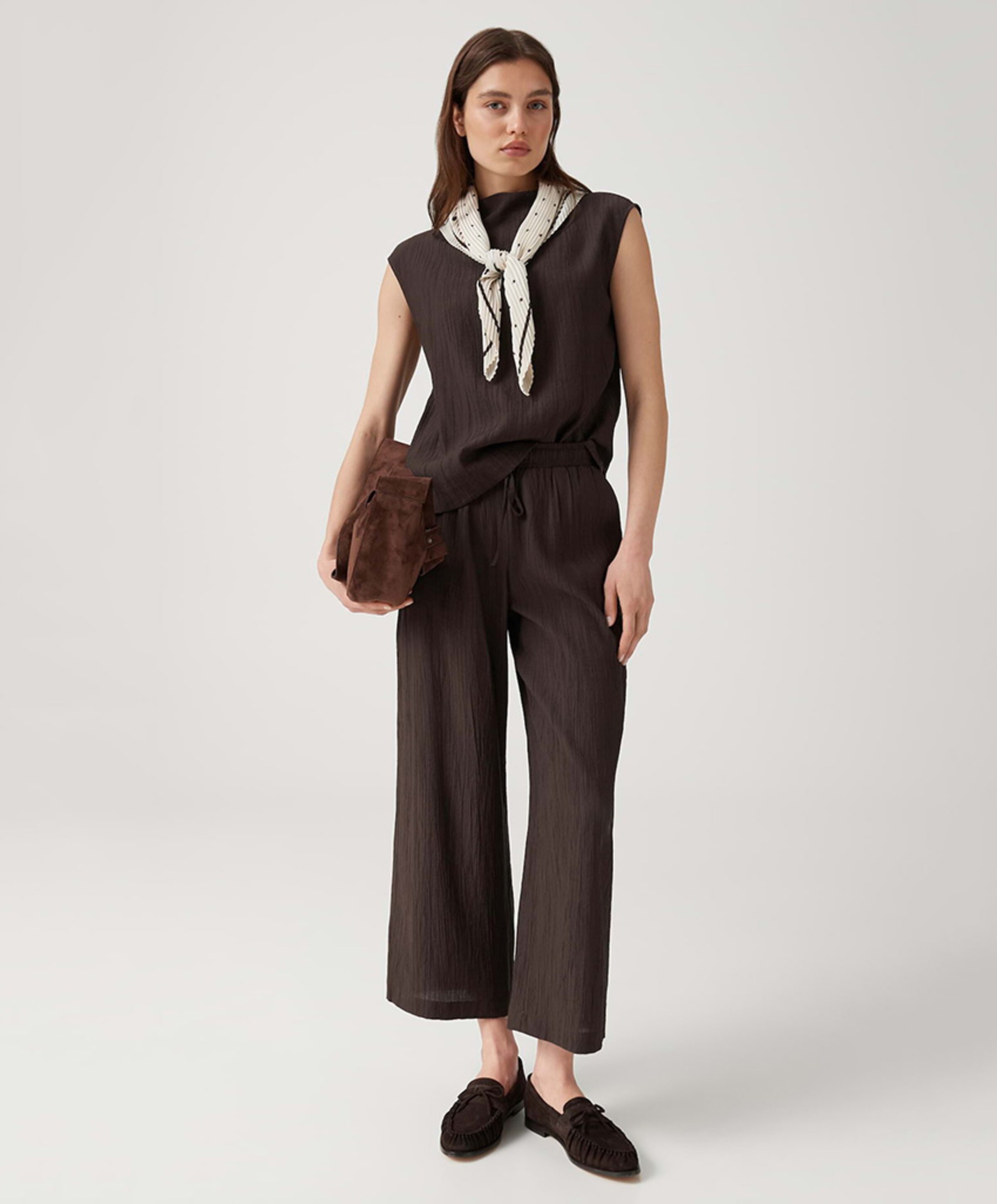 OPUS Marou crinkled dames broek bruin