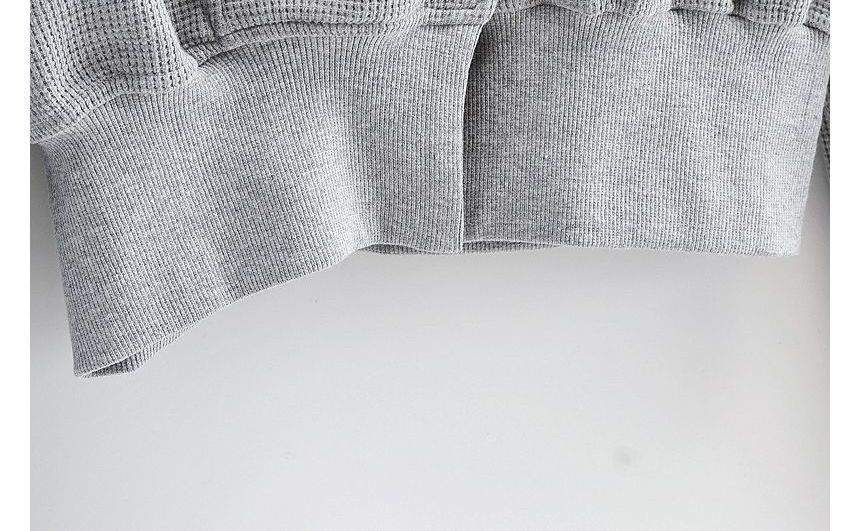 Sundine - Effen cropped hoodie met wafelstructuur en rits