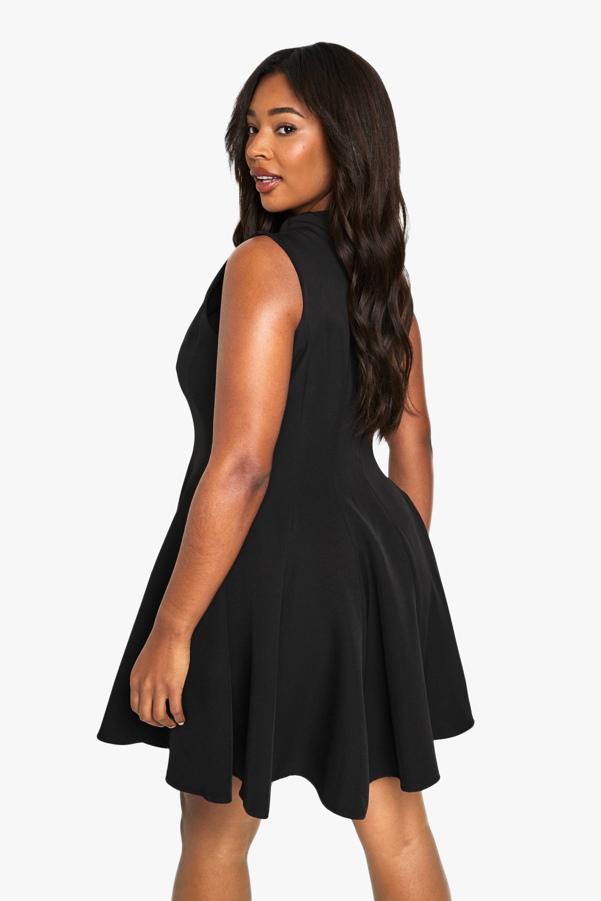 boohoo plus robe mini skater à panneaux