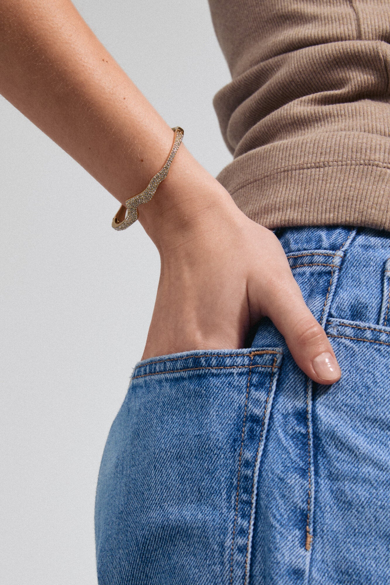 PILGRIM  CONNECT crystal armbånd - forgyldt