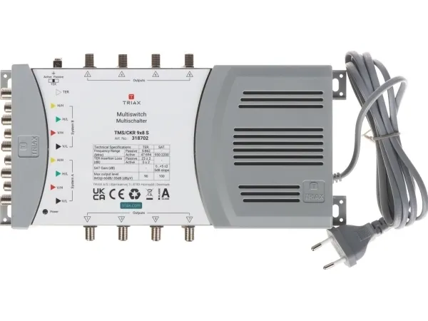 Triax TMS/CKR 9x8 S, 5 inputs, 8 outputs, 5 - 862 Mhz, 950 - 2200 Mhz, 10 dB, 10 dB