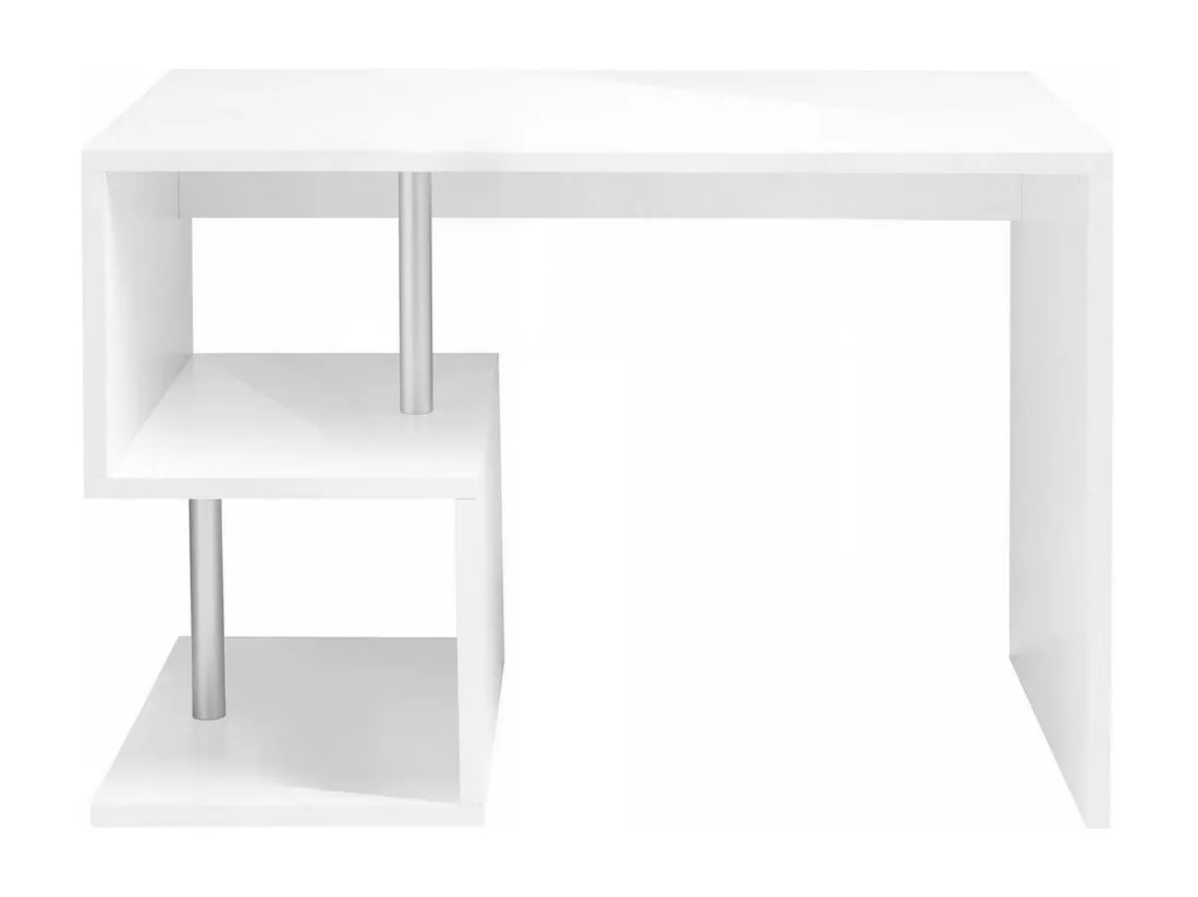 Bureau Massimo, Bureau PC Linéaire, Table de bureau polyvalente, Bureau gain de place multi-positions, 100% Made in Italy, 100x50h78 cm, Blanc brillant