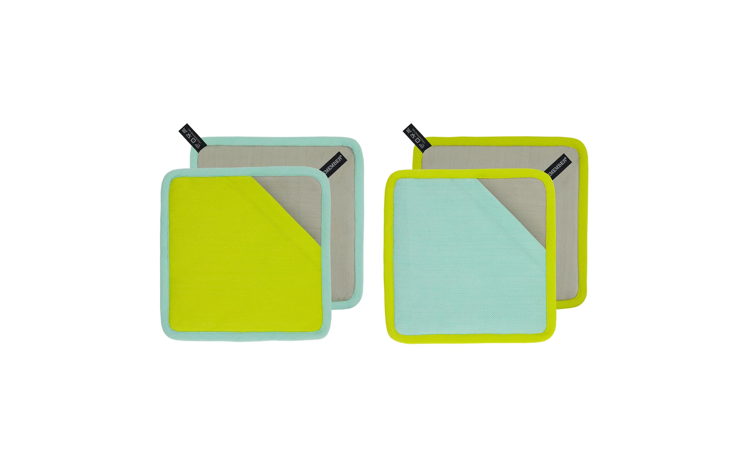 Topflappen Lemon Grau/Lime Green Metallic/MintTopflappen-Set