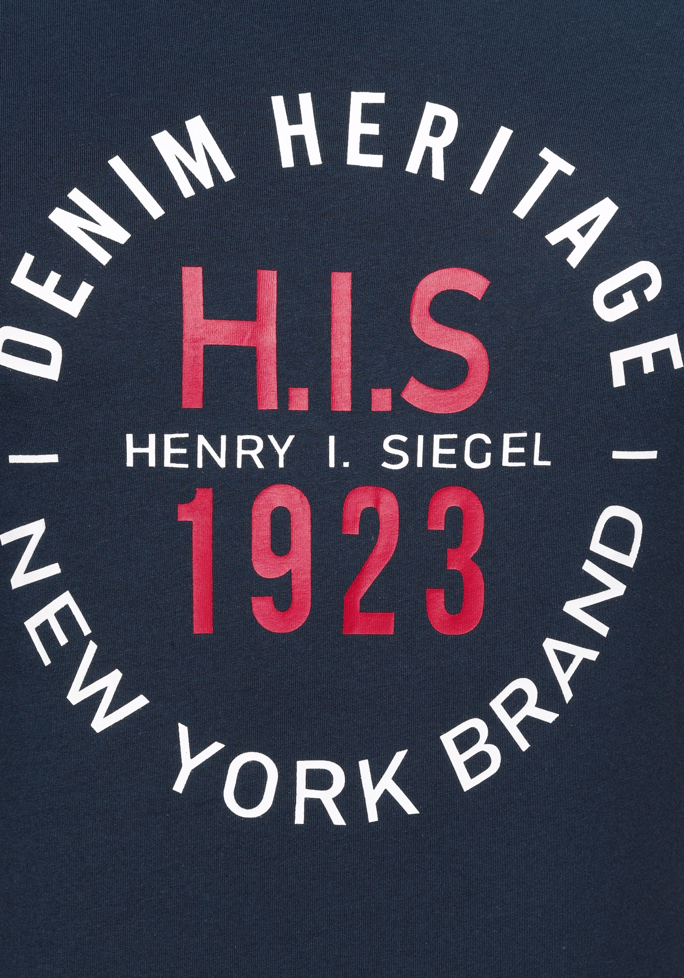 H.I.S Rundhalsshirt Kurzarm,  schmale Passform,  mit Print,  Rundhals,  aus Baumwolle