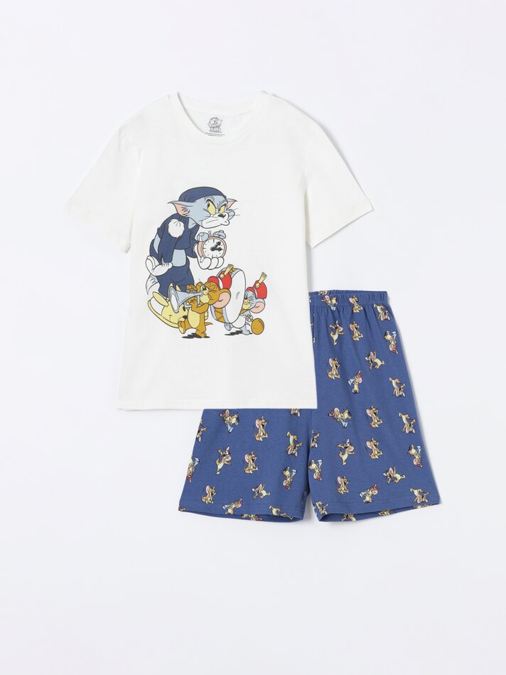 Conjunto de pijama estampado Tom&Jerry © &™ WBEI - Branco