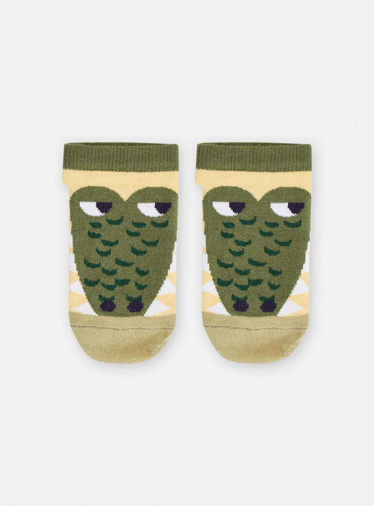 Socquettes jaune et kaki à motif crocodile pour garçon