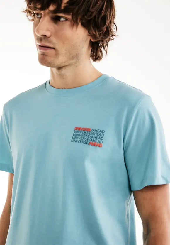 T-Shirt mit Brustprint - aurora turquoise