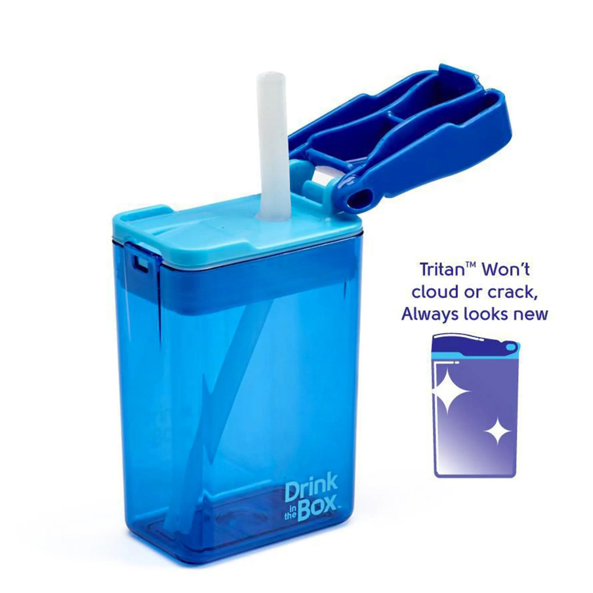 Drink in the Box Contenant avec Paille 8oz- Bleu