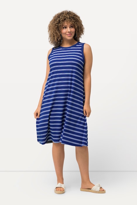 Midikleid, Rippjersey, A-Linie, Rundhals, ärmellos