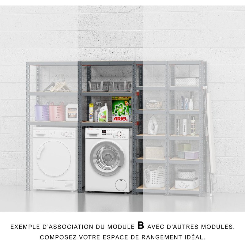 Rayonnage MODULO - Module Spécial buanderie objets au sol - Extension B