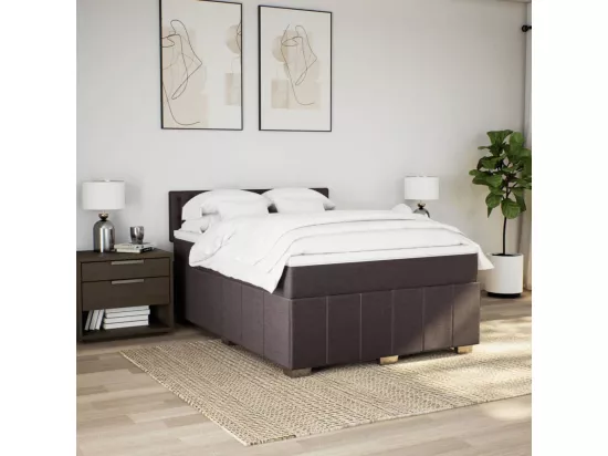 Sommier à lattes de lit avec matelas Marron foncé 160x200 cm