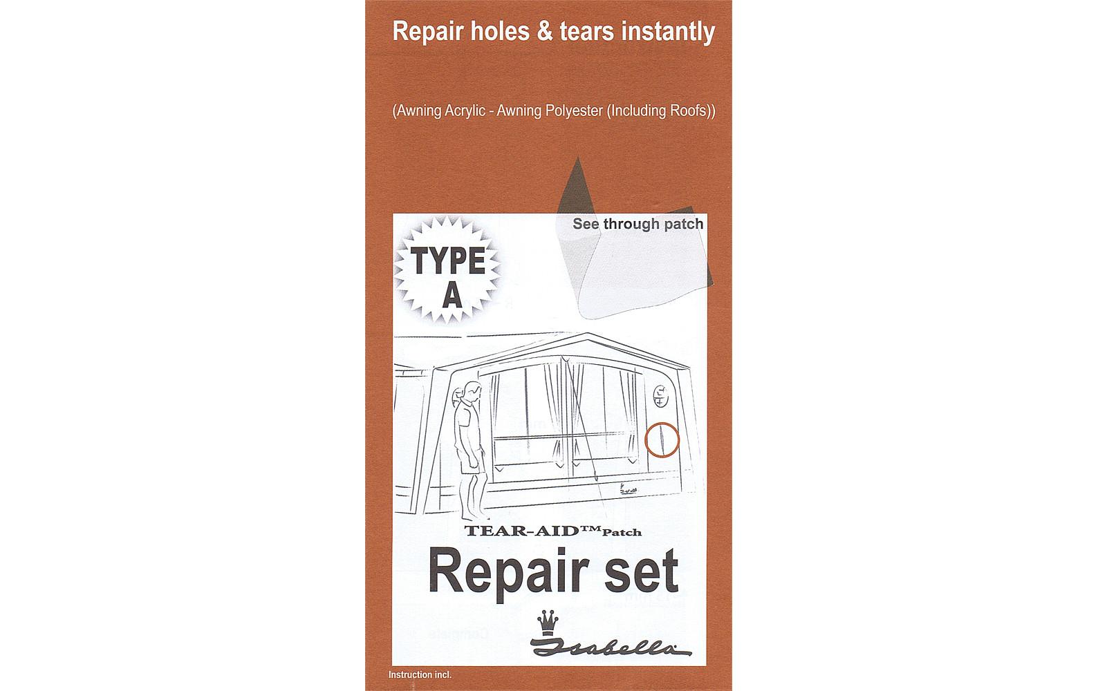 Reparaturset Typ A TransparentZelt-Reparaturmaterial für Acryl/Dralon Gewebe