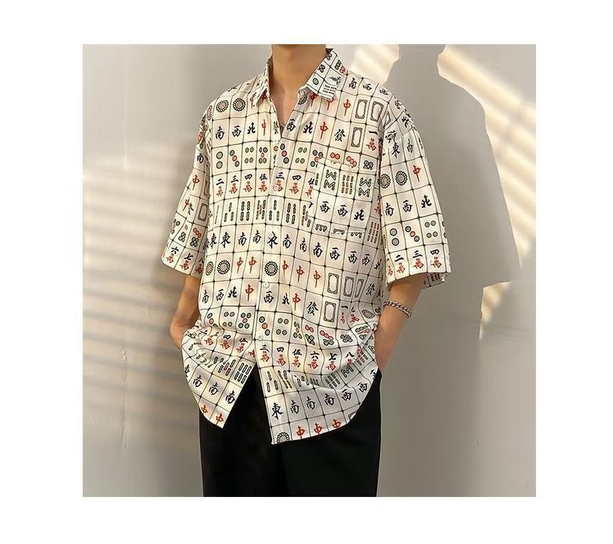 jaywoon - Mahjong-shirt met korte mouwen en print