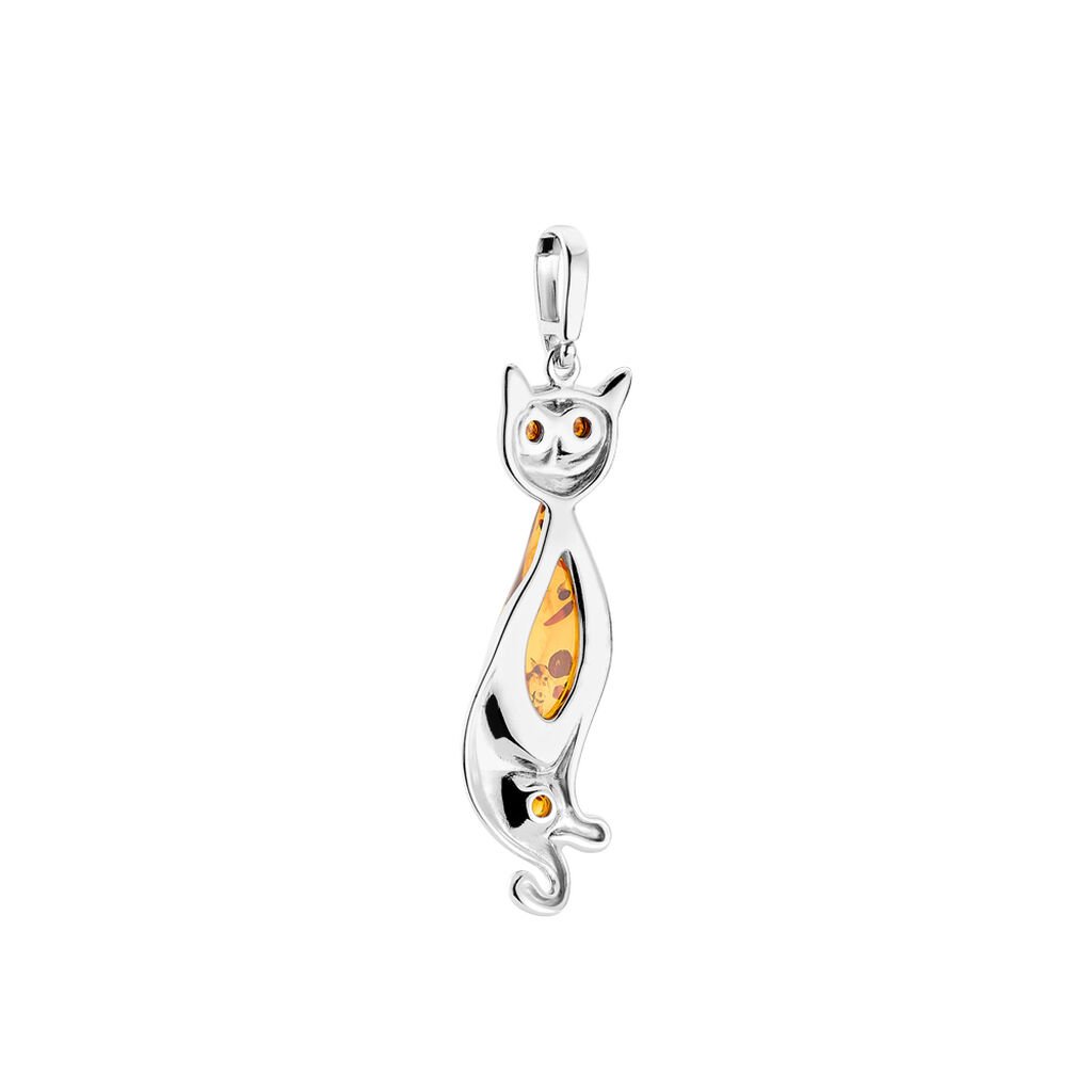 Pendentif Argent Blanc Claire-anne Ambre