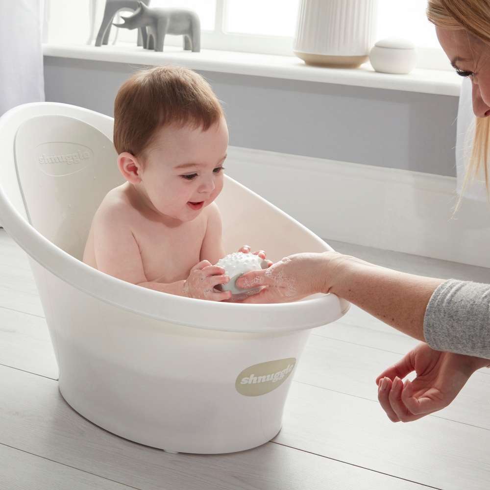 Shnuggle Babybadewanne ab Geburt, Weiß & Grau