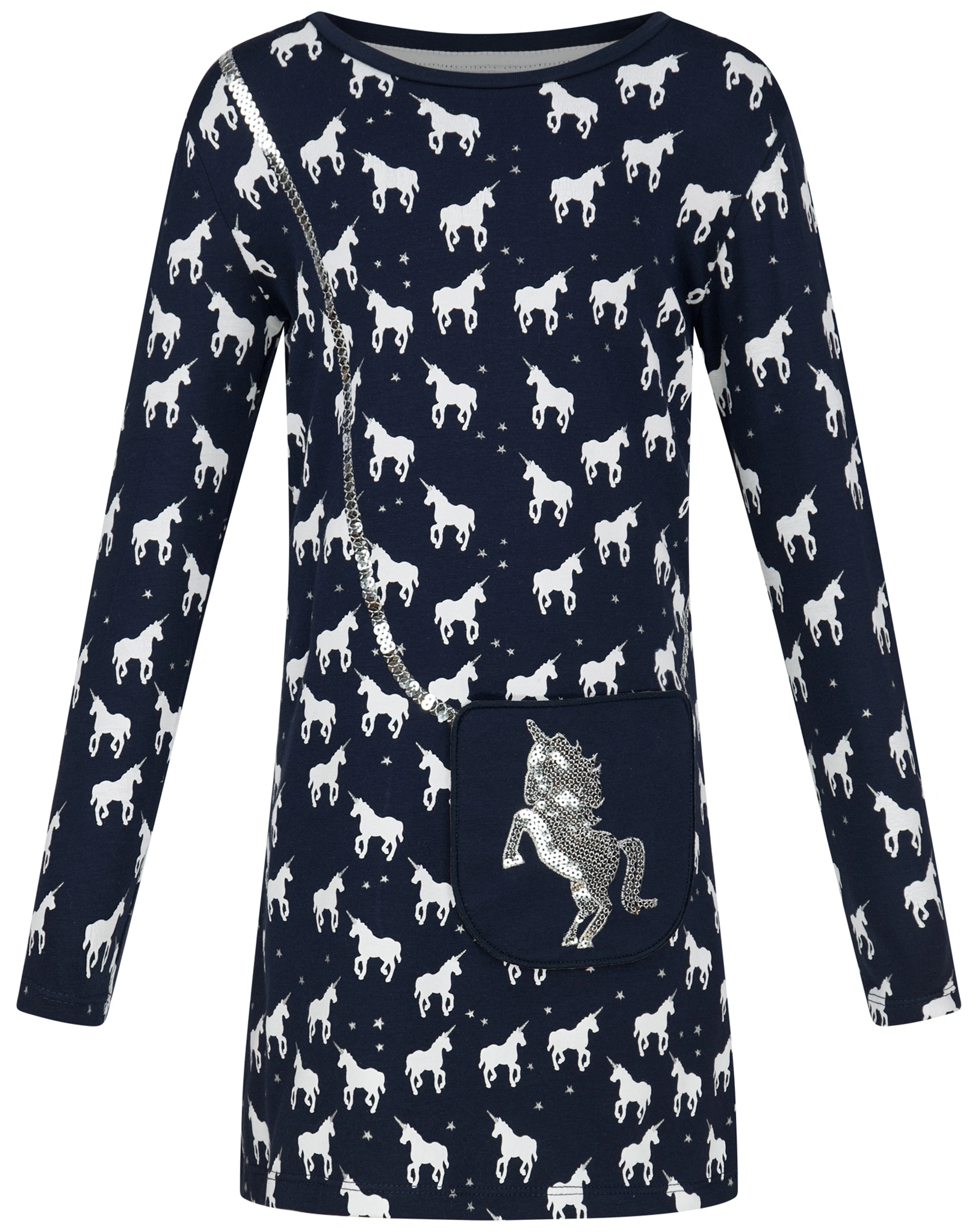 Langarmkleid UNICORN AOP in navy