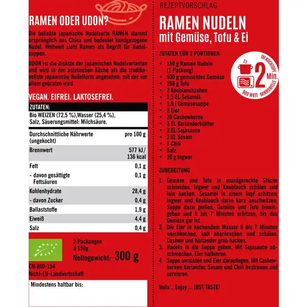 Bio Ramen Nudeln