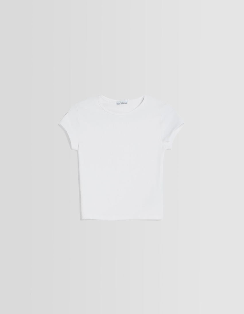 Camiseta canelada de manga curta