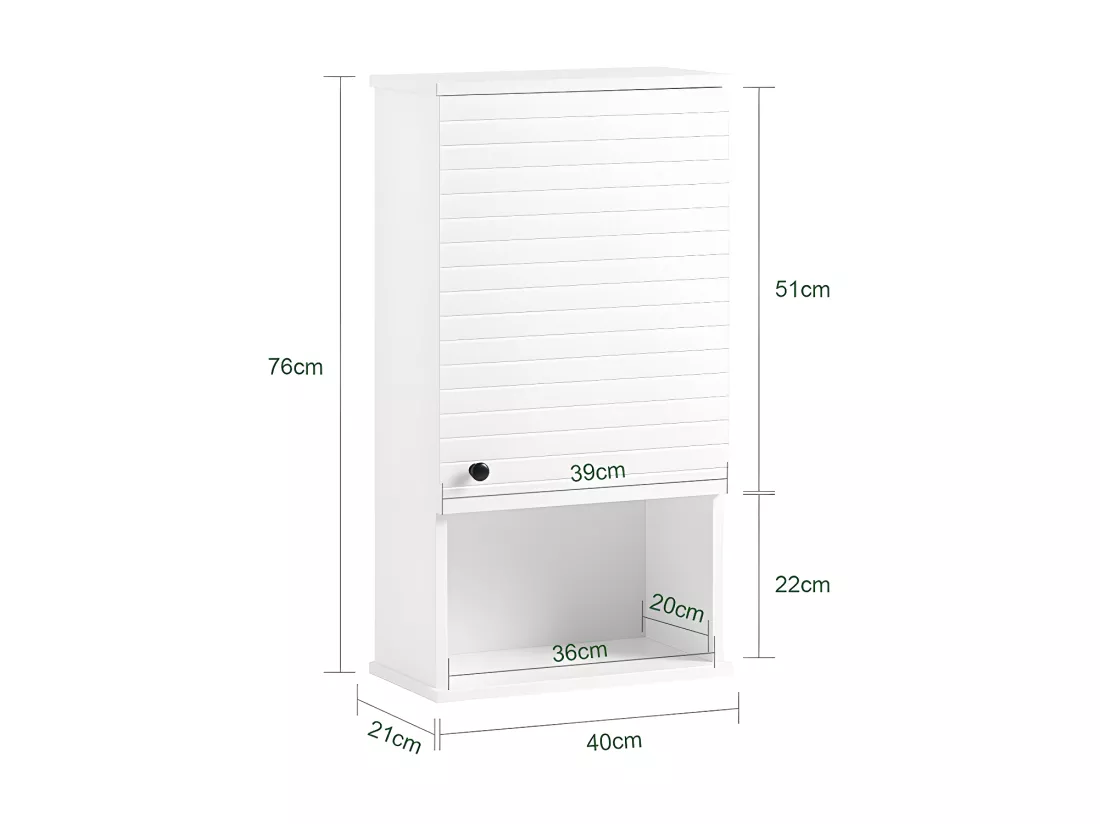 SoBuy BZR25-W Meuble Haut Armoire Suspendue de Toilettes Placard Mural avec Porte pour Salle de Bain Armoire à Pharmacie avec étagères