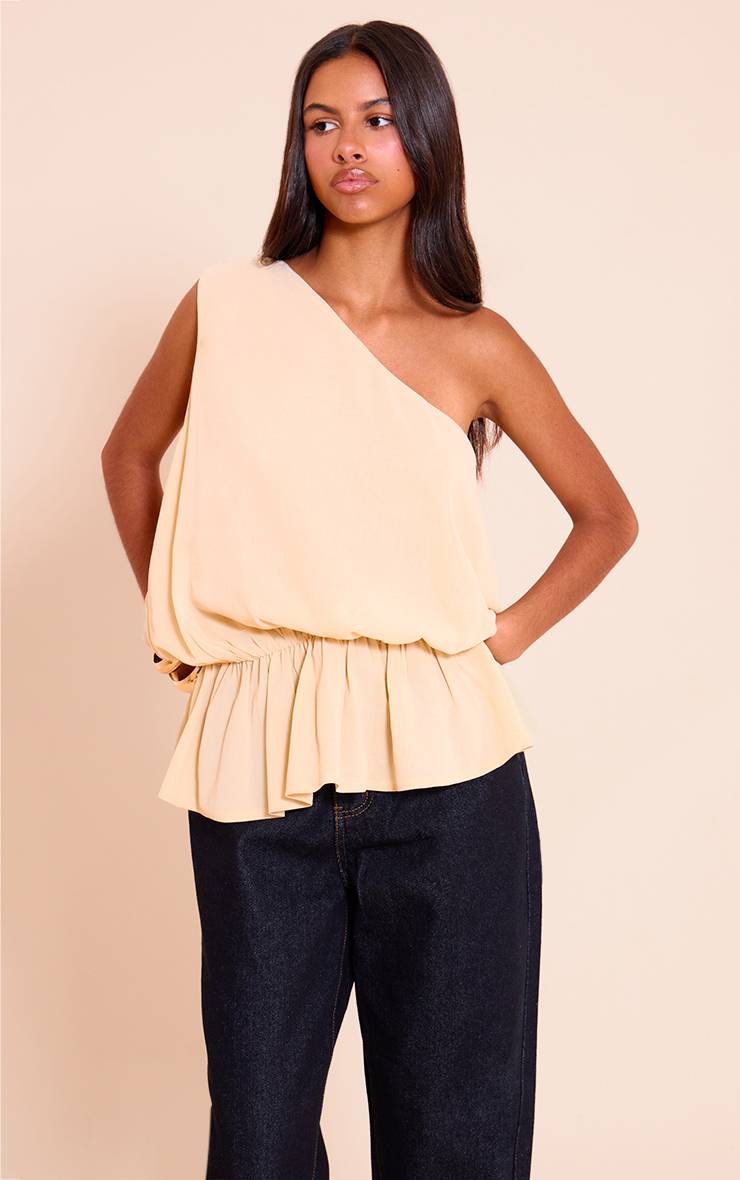 Amande Top Long Fluide Froncé Asymétrique Transparent Petite Taille