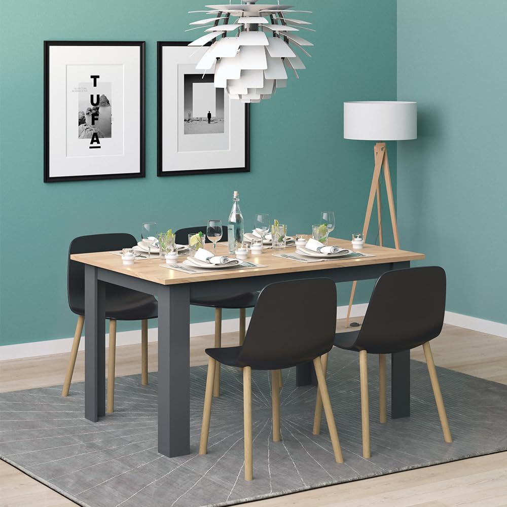 Vicco Esstisch Karlos, Tisch für das Esszimmer, Goldkraft Eiche/Anthrazit, 140 x 90 cm