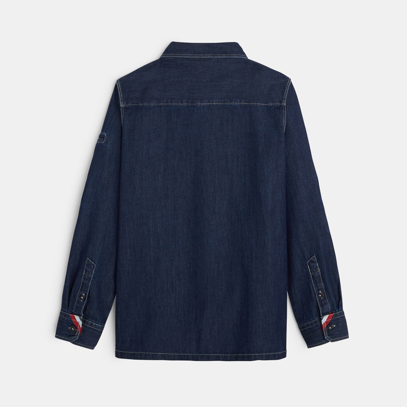 Chemise manches longues en jean brut bleue garçon